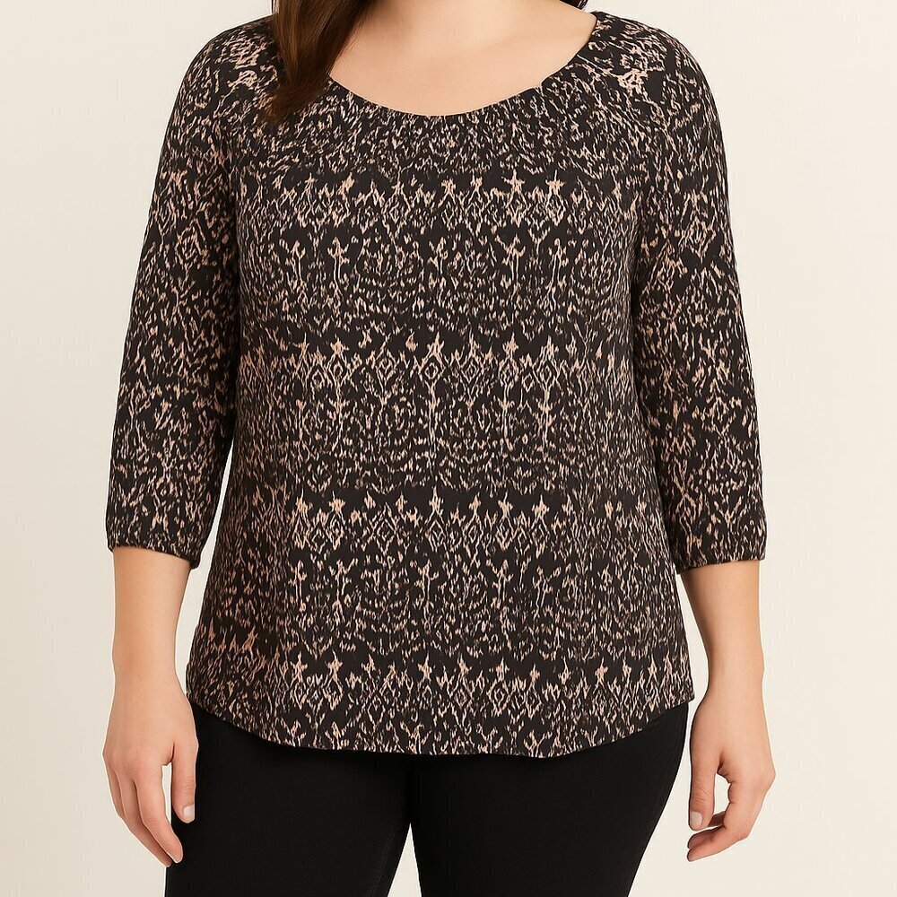 Joie Black & Blush Print Rayon Blouse Women’s Medium 3/4 Sleeve Boho Top